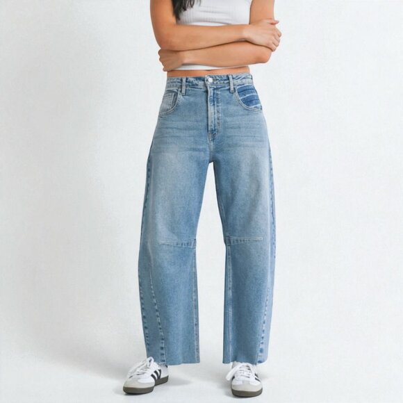 BLANKNYC Raw Hem Barrel Jeans 25W High Rise NWT - Picture 3 of 16